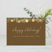 Cartes Pour Fêtes Annuelles Rustic Citrus Orange Slices Pine garland Business (Debout devant)