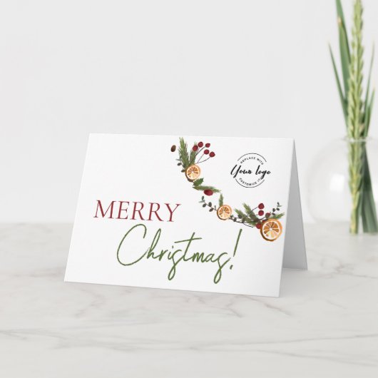 Cartes Pour Fêtes Annuelles Rustic Citrus & Pine Corporate Merry Christmas (Devant)