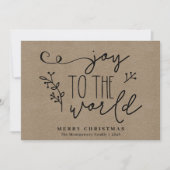 Cartes Pour Fêtes Annuelles Rustic Country Kraft Joy to the World manuscrit (Devant)