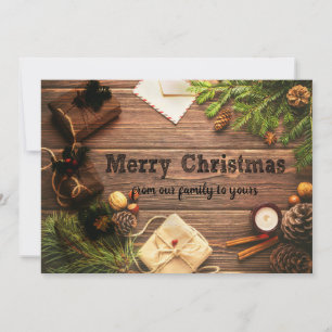Cartes Pour Fêtes Annuelles Rustic Country Merry-Christmas et Happy-New-Year