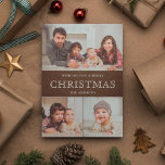 Cartes Pour Fêtes Annuelles Rustic Country Wood Winter Photo Collage<br><div class="desc">Envoyez à votre famille et à vos amis une carte de Noël élégante avec vos photos de famille préférées. Retournez la carte pour révéler un beau motif de flocons de neige au dos de la carte.</div>