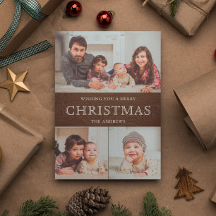 Cartes Pour Fêtes Annuelles Rustic Country Wood Winter Photo Collage