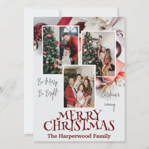 Cartes Pour Fêtes Annuelles Rustic Elegant Joy Christmas Family Photo Collage
