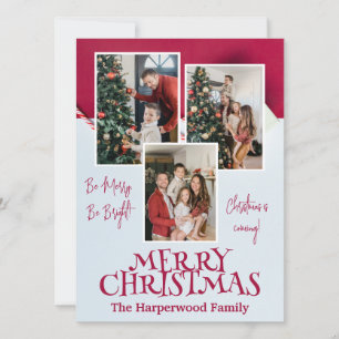 Cartes Pour Fêtes Annuelles Rustic Elegant Joy Christmas Family Photo Collage