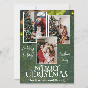 Cartes Pour Fêtes Annuelles Rustic Elegant Joy Christmas Family Photo Collage
