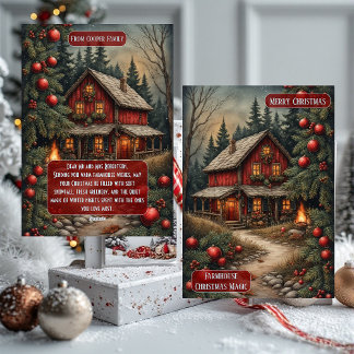 Cartes Pour Fêtes Annuelles Rustic Farmhouse Magic Christmas Cottage Burlap 