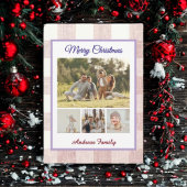 Cartes Pour Fêtes Annuelles Rustic Gingham 4 Photo Collage Merry Christmas