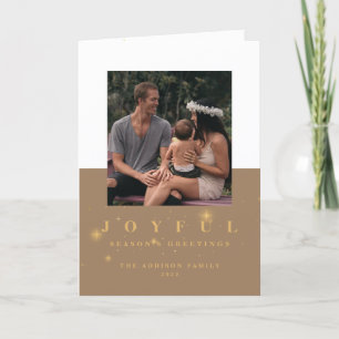 Cartes Pour Fêtes Annuelles Rustic Gold Joyful 2 Photo Noël