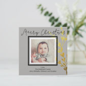 Cartes Pour Fêtes Annuelles Rustic Gold Leaf photo Joyeux Noël (Debout devant)