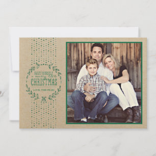 Cartes Pour Fêtes Annuelles Rustic Green Wreath Holiday Photo Card