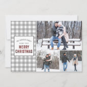 Cartes Pour Fêtes Annuelles Rustic Grey En vichy Joyeux Noël (Devant)