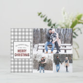 Cartes Pour Fêtes Annuelles Rustic Grey En vichy Joyeux Noël (Debout devant)