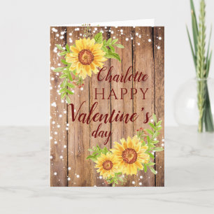 Cartes Pour Fêtes Annuelles Rustic Happy Valentine's Floral Sunflower Card