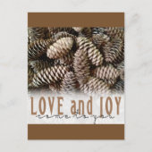 Cartes Pour Fêtes Annuelles Rustic Holiday Love and Joy Pine Cone (Devant)