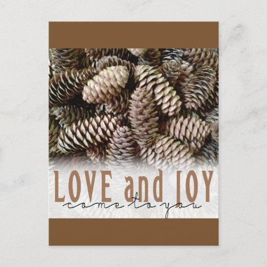 Cartes Pour Fêtes Annuelles Rustic Holiday Love and Joy Pine Cone (Devant)