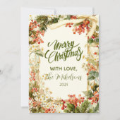 Cartes Pour Fêtes Annuelles Rustic Holly Berry Noël (Devant)