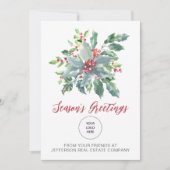 Cartes Pour Fêtes Annuelles Rustic Holly Fêtes de Noël élégantes (Devant)