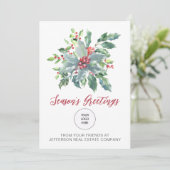 Cartes Pour Fêtes Annuelles Rustic Holly Fêtes de Noël élégantes (Debout devant)