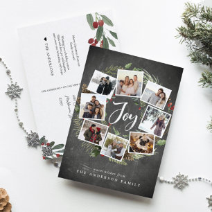 Cartes Pour Fêtes Annuelles Rustic Joy Wreath Rustic Photo Collage Noël