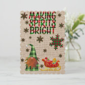 Cartes Pour Fêtes Annuelles Rustic Making Spirits Bright Christmas Gnome (Debout devant)
