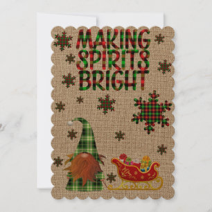 Cartes Pour Fêtes Annuelles Rustic Making Spirits Bright Christmas Gnome