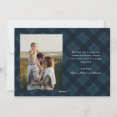 Cartes Pour Fêtes Annuelles Rustic Navy Blue Plaid 2 Photo Happy (Dos)