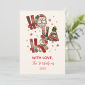 Cartes Pour Fêtes Annuelles Rustic Patchwork Ho Ho Ho Christmas (Debout devant)