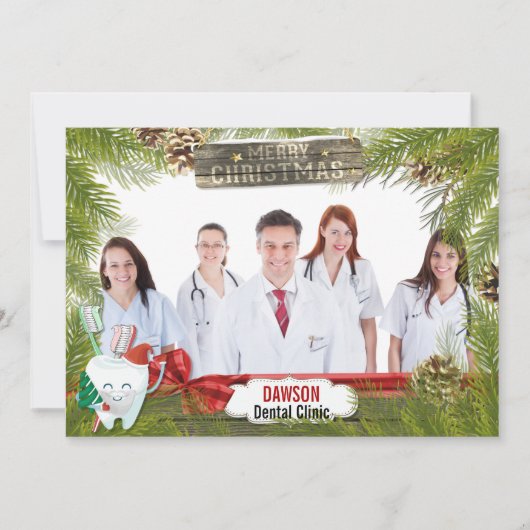 Cartes Pour Fêtes Annuelles Rustic Pine Dentist Photo Salutation d'entreprise (Devant)