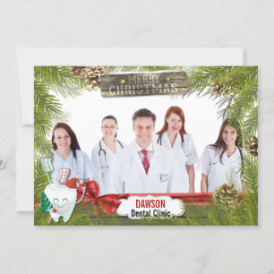 Cartes Pour Fêtes Annuelles Rustic Pine Dentist Photo Salutation d'entreprise