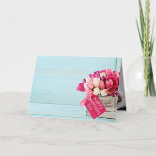 Cartes Pour Fêtes Annuelles Rustic Pink Tulips Box Photo Fête des mères