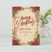 Cartes Pour Fêtes Annuelles Rustic Poinsettia Holiday (Debout devant)