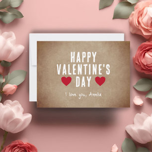 Cartes Pour Fêtes Annuelles Rustic Red Hearts Heureuse Sainte-Valentin petit a