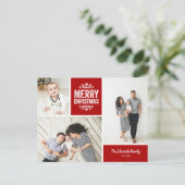 Cartes Pour Fêtes Annuelles Rustic Red Joyeux Noël 3 Photo Collage (Debout devant)
