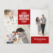 Cartes Pour Fêtes Annuelles Rustic Red Joyeux Noël 3 Photo Collage (Devant)
