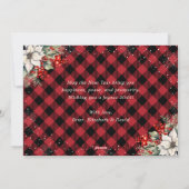 Cartes Pour Fêtes Annuelles Rustic Red Plaid Snowflake Botanical New Year Card (Dos)