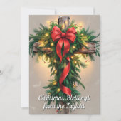 Cartes Pour Fêtes Annuelles Rustic Religious Cross Christian Christmas (Devant)