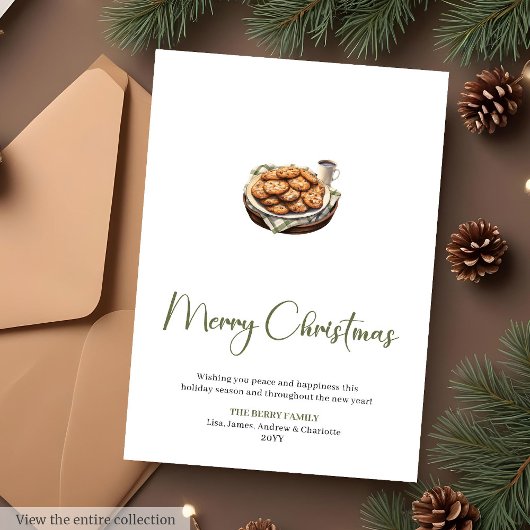 Cartes Pour Fêtes Annuelles Rustic Script Font Botanical Christmas Greeting
