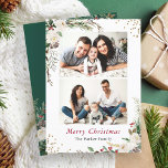 Cartes Pour Fêtes Annuelles Rustic Winter Botanical Floral 2 Photos Noël<br><div class="desc">Envoyez vos salutations de la saison avec cette "Rustic Winter Botanical Floral 2 Photos Holiday Card". (1) Pour plus de personnalisation, cliquez sur le lien "customiser plus loin" et utilisez notre outil de conception pour modifier ce modèle. (2) Si vous préférez les papiers plus épais / Finition mat, vous pouvez...</div>
