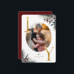 Cartes Pour Fêtes Annuelles Rustic Winter Boughs Golden Joy Photo Holiday Card<br><div class="desc">Rustique aquarelle bois d'hiver boughs et baies,  fausse feuille d'or,  famille 2 carte de vacances photo.</div>