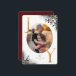 Cartes Pour Fêtes Annuelles Rustic Winter Boughs Golden Joy Photo Holiday Card<br><div class="desc">Rustique aquarelle bois d'hiver boughs et baies,  fausse feuille d'or,  famille 2 carte de vacances photo.</div>