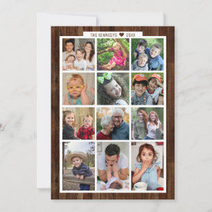 Cartes Pour Fêtes Annuelles Rustic Wood 13 Photo Collage Famille Année En Revu