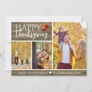 Cartes Pour Fêtes Annuelles Rustic Wood Fall Bon thanksgiving photo de famille