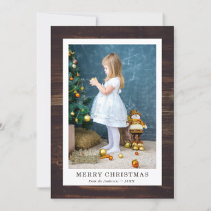 Cartes Pour Fêtes Annuelles Rustic Wood Family Photo Joyeux Noël