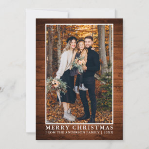 Cartes Pour Fêtes Annuelles Rustic Wood Joyeux Noël Photo