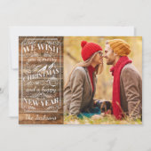 Cartes Pour Fêtes Annuelles Rustic Wood Joyeux Noël Typographie (Devant)
