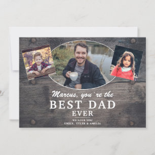 Cartes Pour Fêtes Annuelles Rustic Wood Meilleur papa Jamais Photo Fête du Pèr