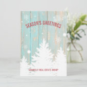 Cartes Pour Fêtes Annuelles Rustic Wood Tree Saison's Greeting Business (Debout devant)