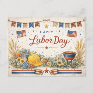 Cartes Pour Fêtes Annuelles Rustique América Joyeuse Fête du Travail