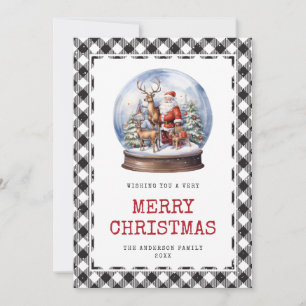 Cartes Pour Fêtes Annuelles Rustique aquarelle Père Noël Snowy Joyeux Noël Car