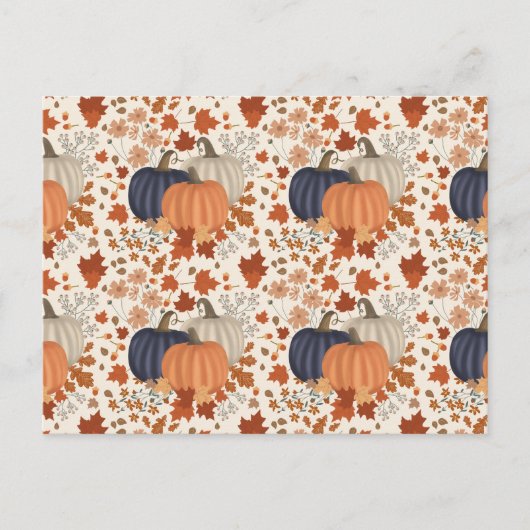 Cartes Pour Fêtes Annuelles Rustique Automne Citrouille Feuille Fleur sauvage (Devant)